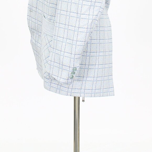 Vintage 1970s 40R Blue Check 2-Button Sport Coat Blazer Jacket T574 - Picture 8 of 11